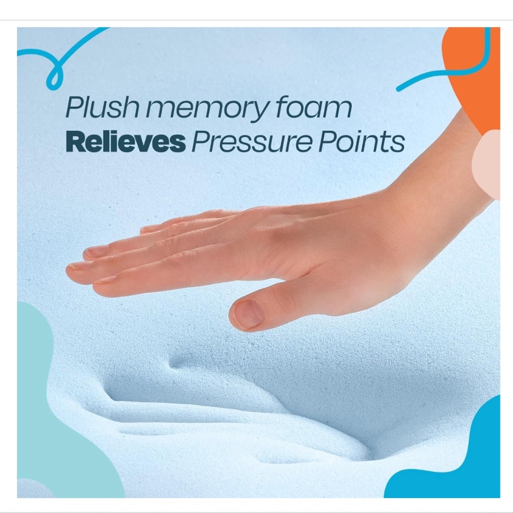 NIB Linenspa Memory Foam Mattress Topper, Queen 2 Inch Gel Infused Cooling - Picture 3 of 4